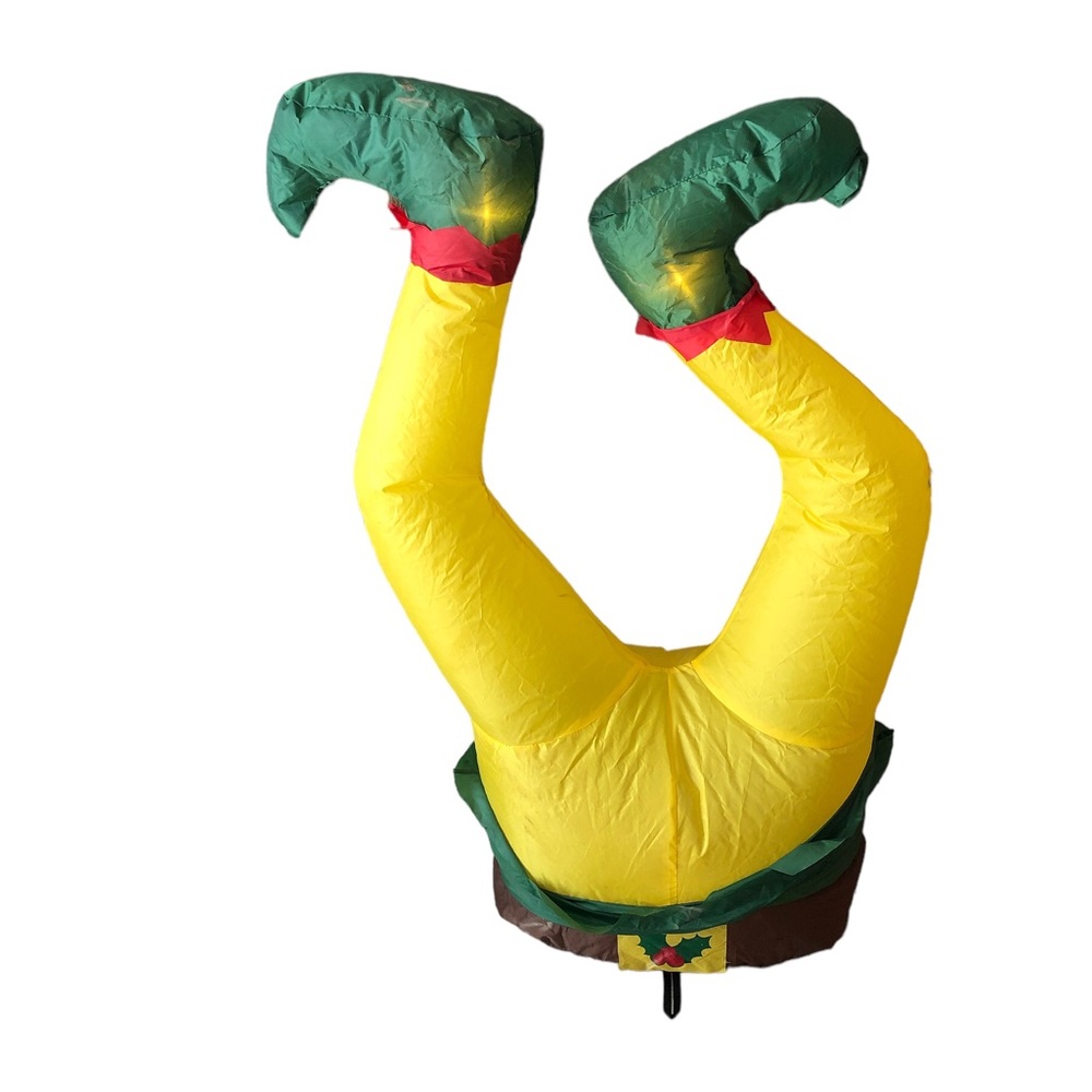 3.5' Lighted Upside Down Fun Elf Legs Inflatable Outdoor Lawn Christmas Decor